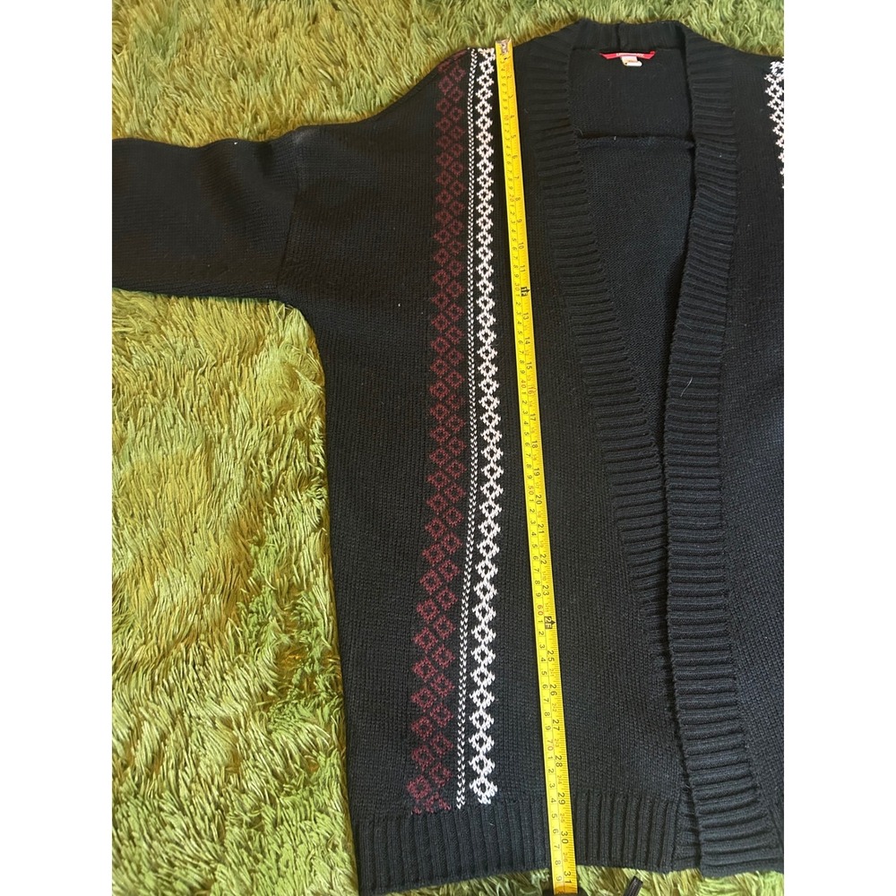 Unionbay Cardigan Womens XL Black Geometric Open Front Knit Sweater Retro Boho - Picture 6 of 9